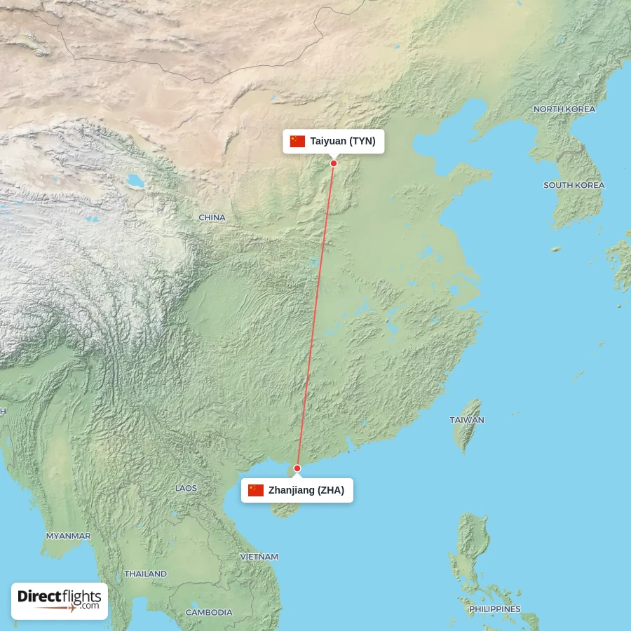 ZHA - TYN route map