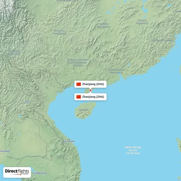 Zhanjiang - Zhanjiang direct flight map