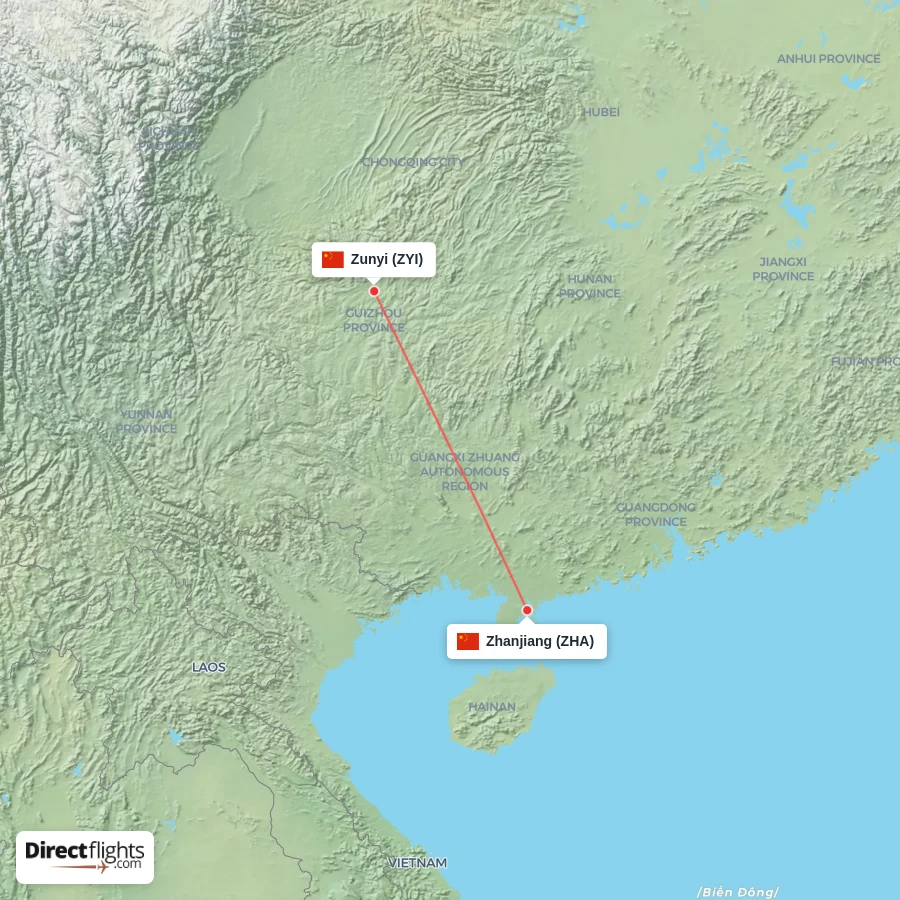 ZHA - ZYI route map