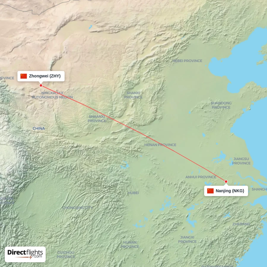 ZHY - NKG route map