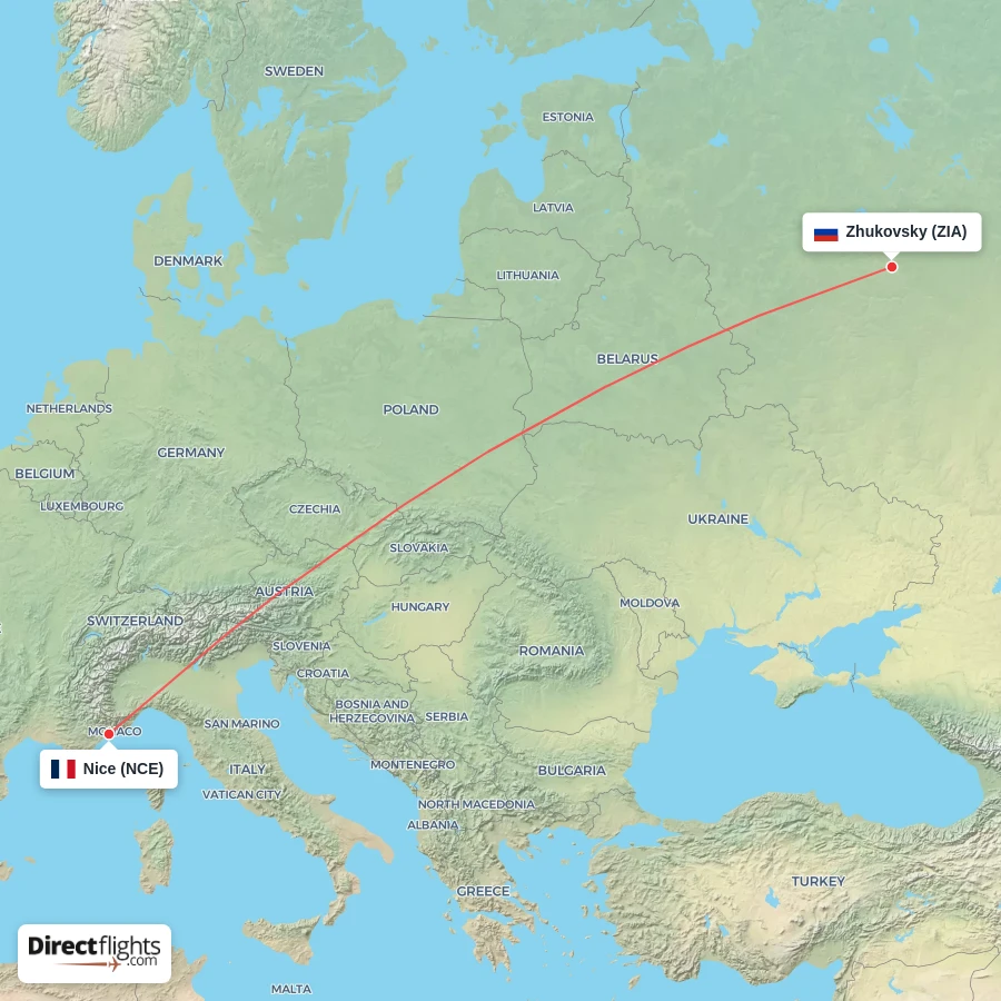 ZIA - NCE route map