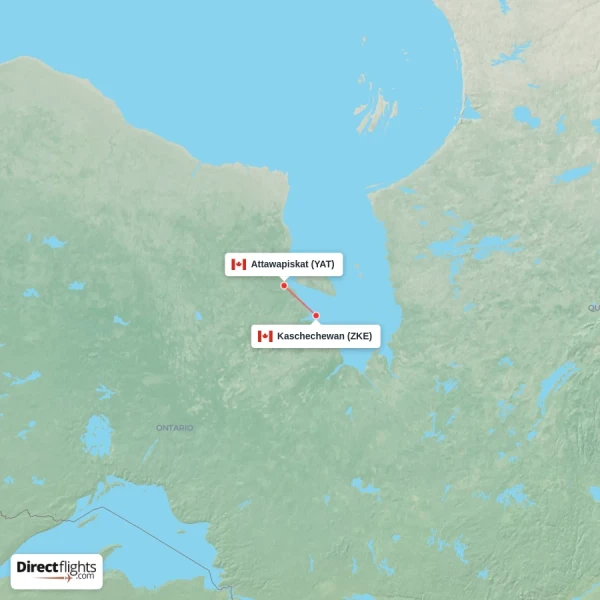 Kaschechewan - Attawapiskat direct flight map