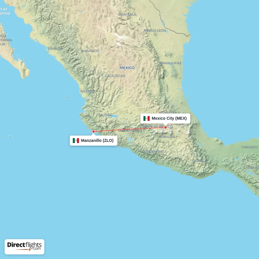 ZLO - MEX route map