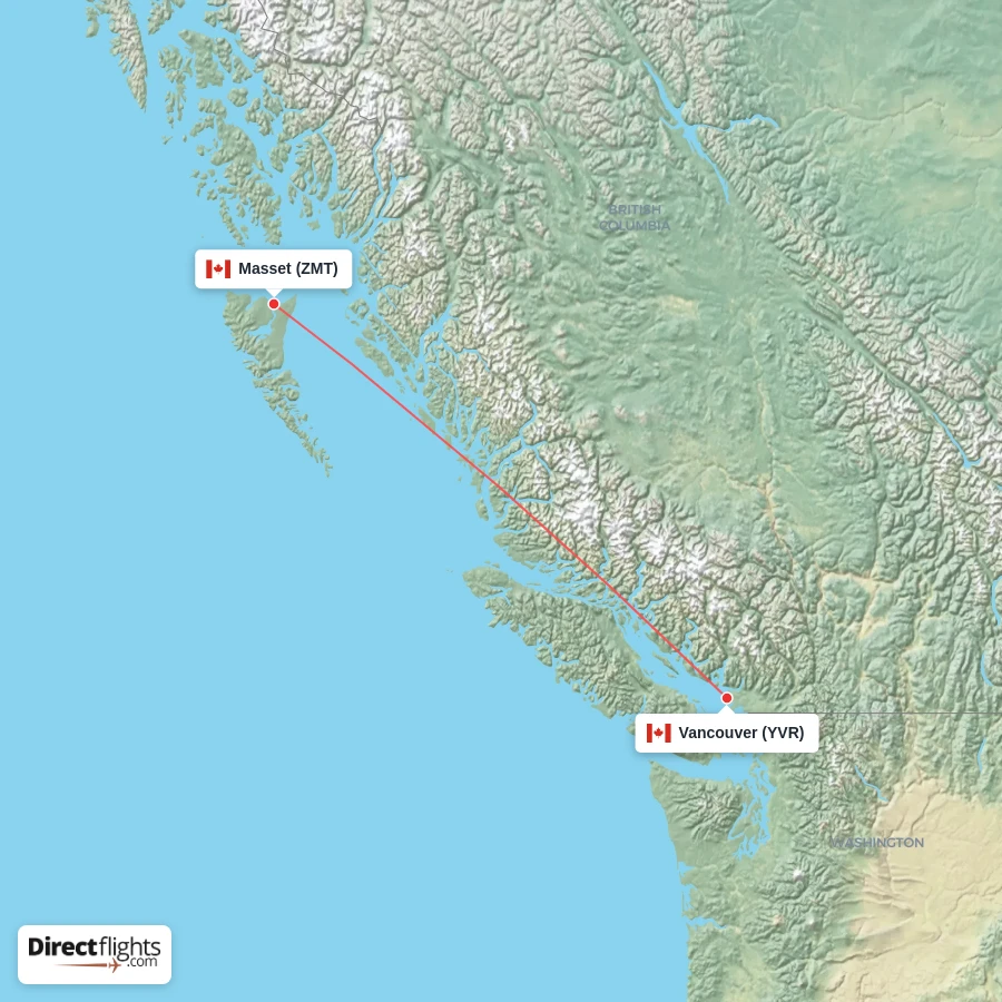 ZMT - YVR route map