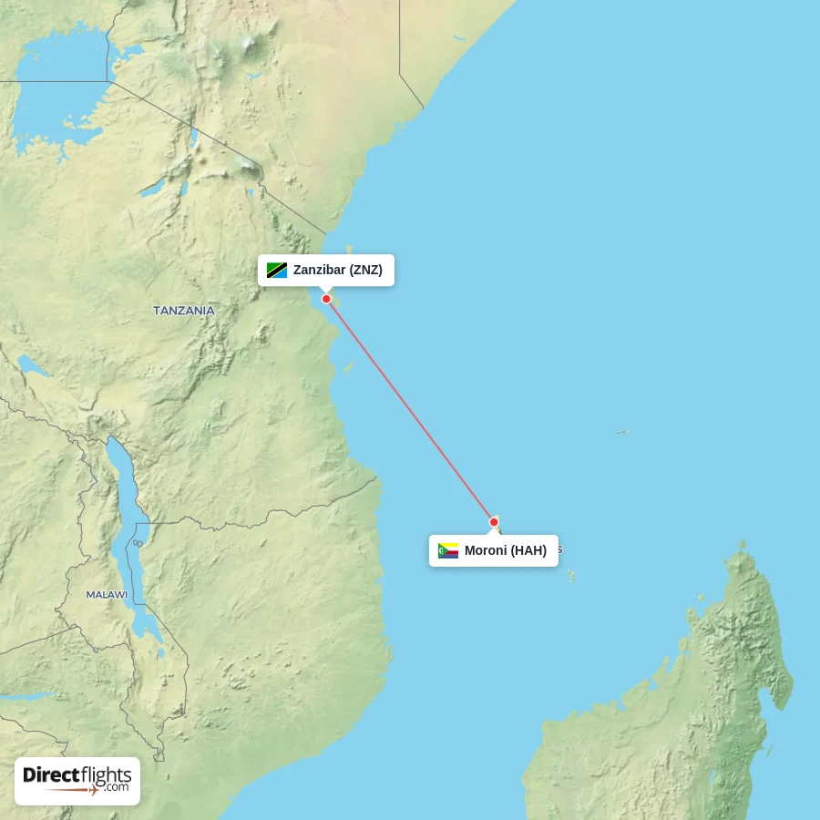 ZNZ - HAH route map