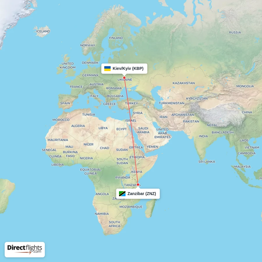 ZNZ - KBP route map