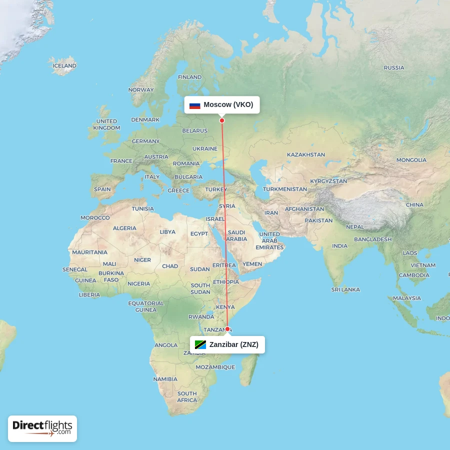 ZNZ - VKO route map