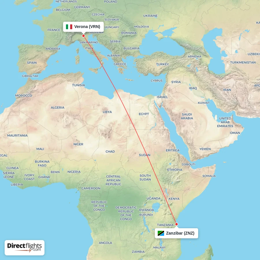 ZNZ - VRN route map