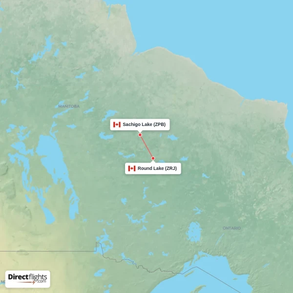 Sachigo Lake - Round Lake direct flight map