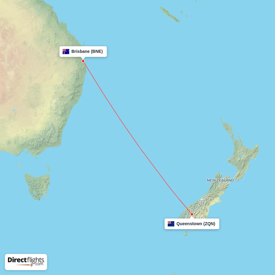 ZQN - BNE route map
