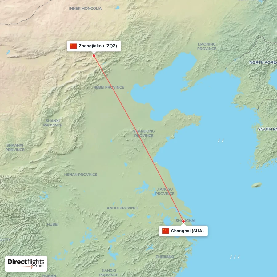 ZQZ - SHA route map