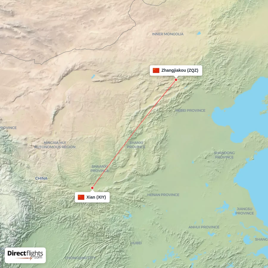 ZQZ - XIY route map