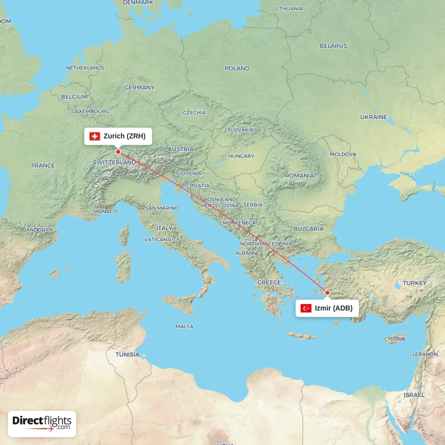 ZRH - ADB route map