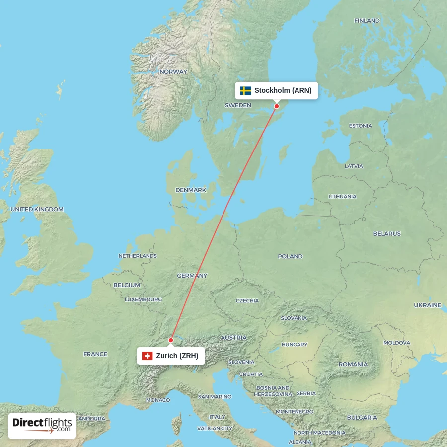 ZRH - ARN route map