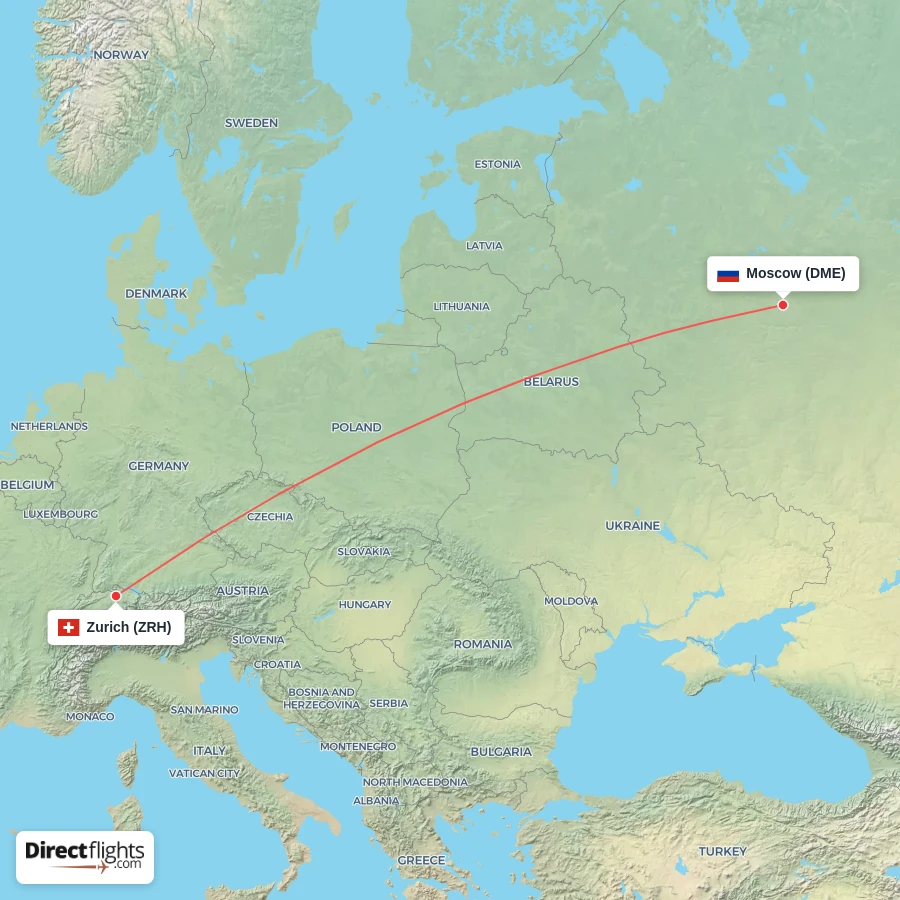 ZRH - DME route map