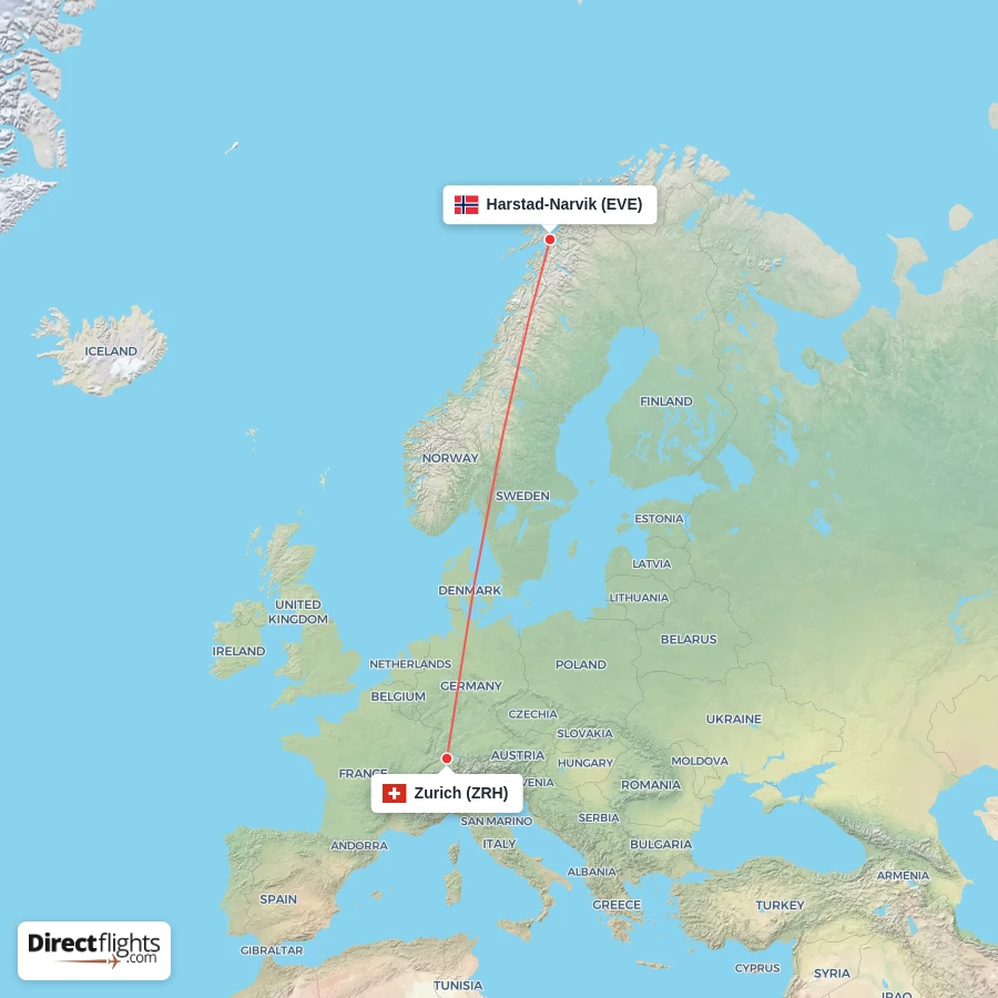 ZRH - EVE route map