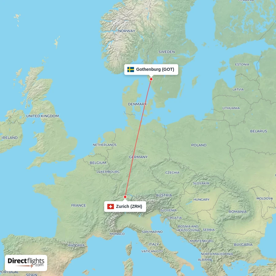 ZRH - GOT route map