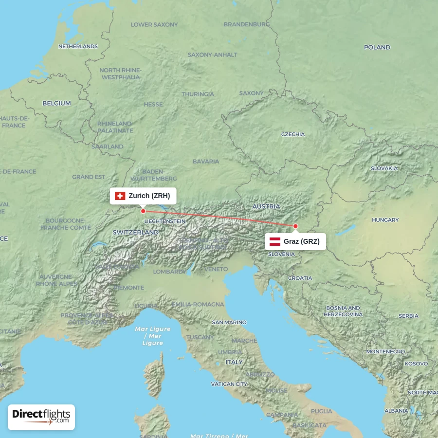ZRH - GRZ route map
