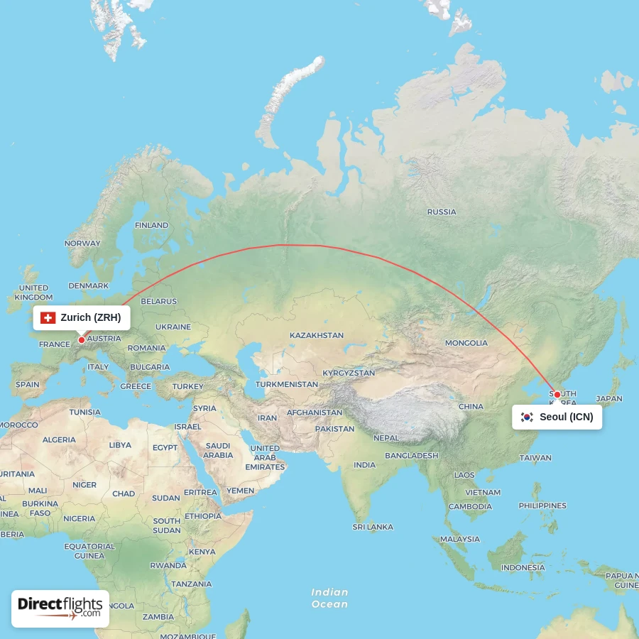 ZRH - ICN route map
