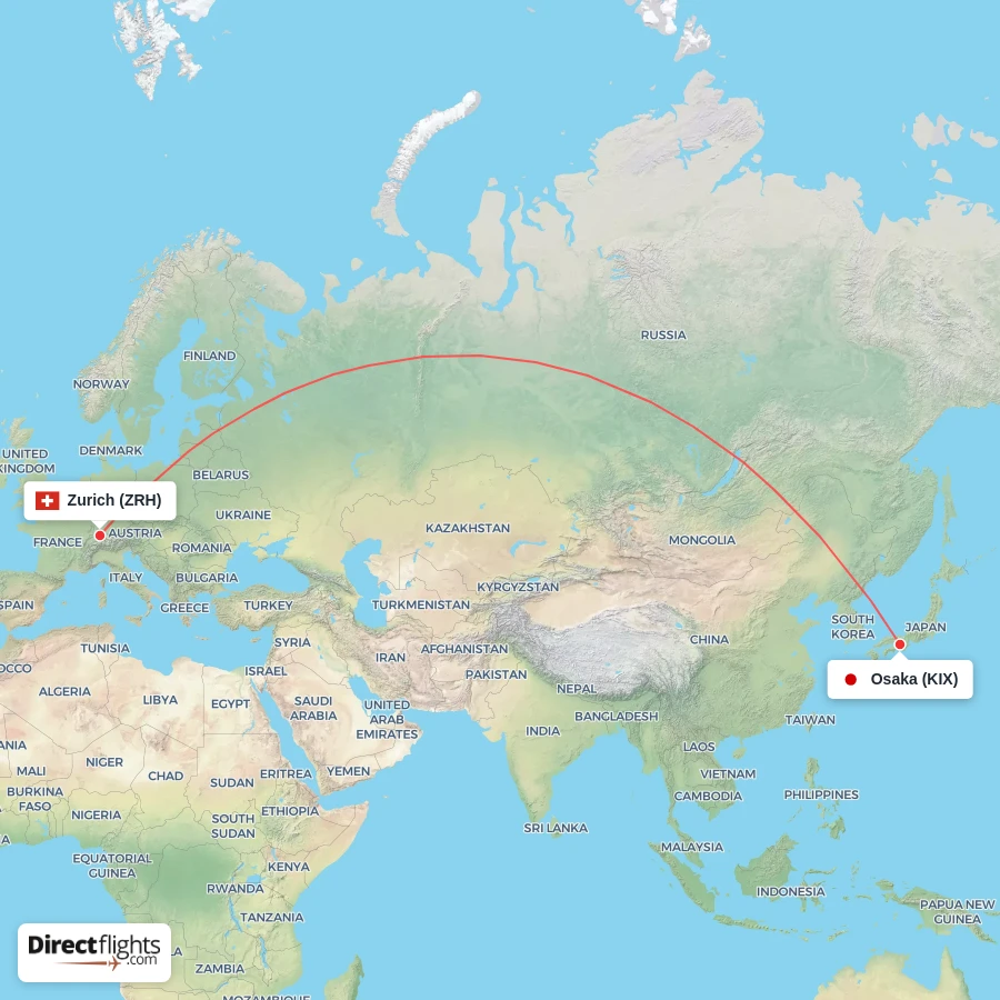 ZRH - KIX route map