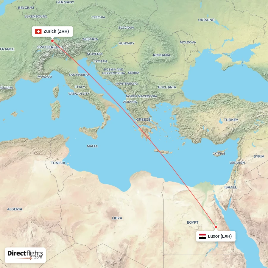 ZRH - LXR route map