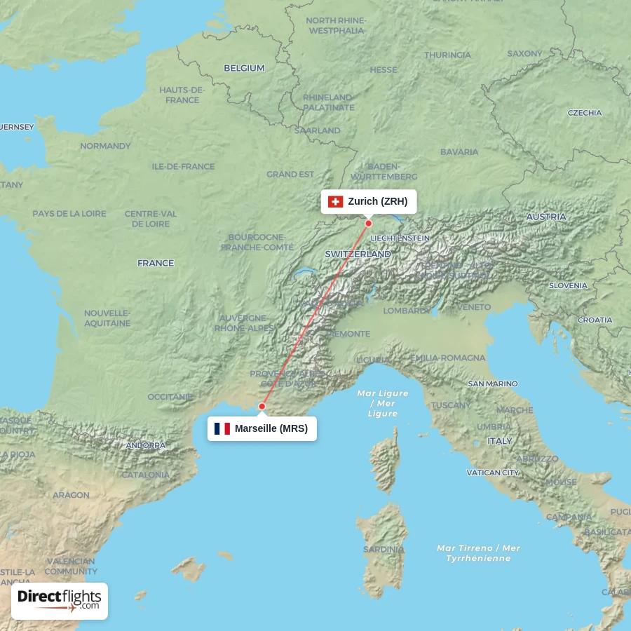 ZRH - MRS route map