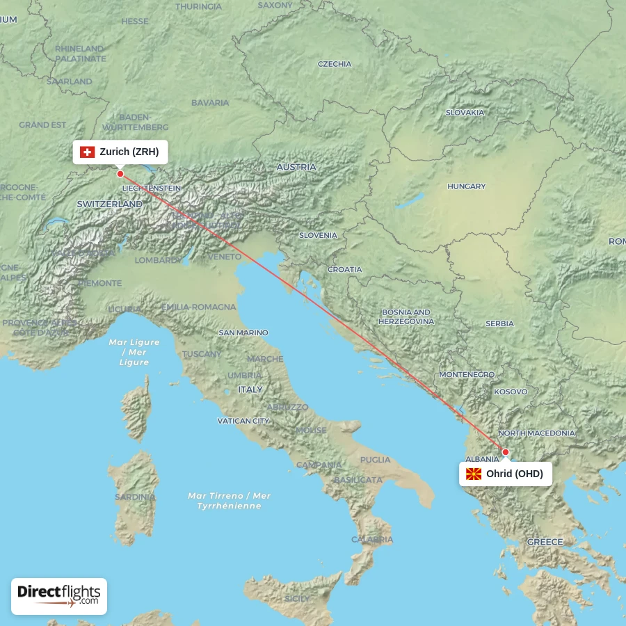 ZRH - OHD route map