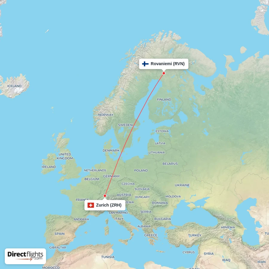 ZRH - RVN route map