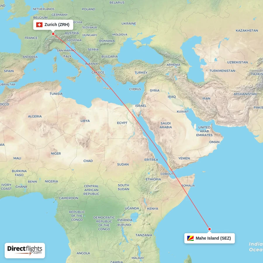 ZRH - SEZ route map