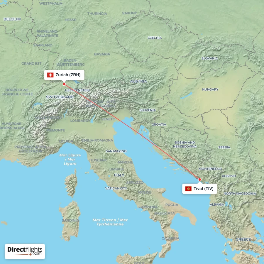 ZRH - TIV route map
