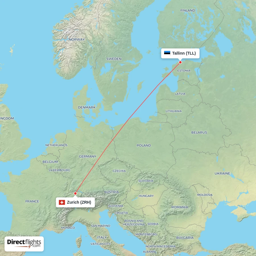 ZRH - TLL route map