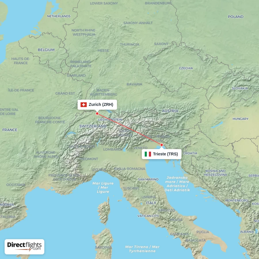 ZRH - TRS route map