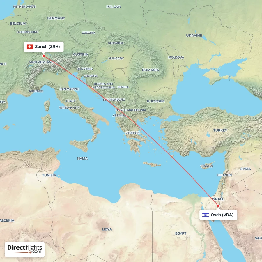 ZRH - VDA route map