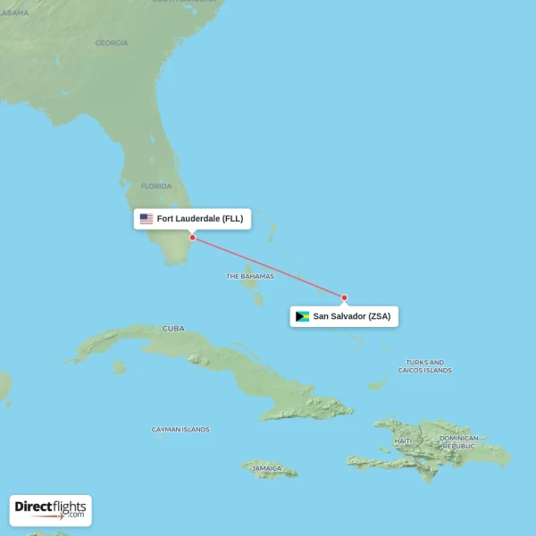 San Salvador - Fort Lauderdale direct flight map