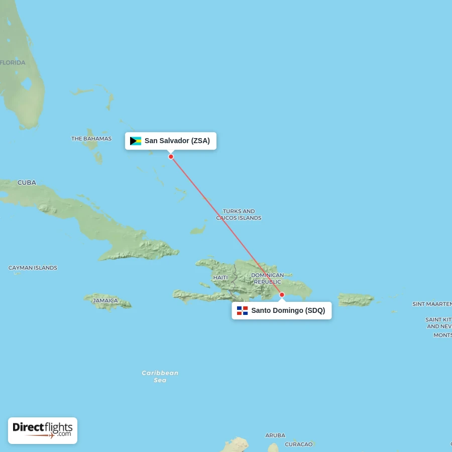 ZSA - SDQ route map