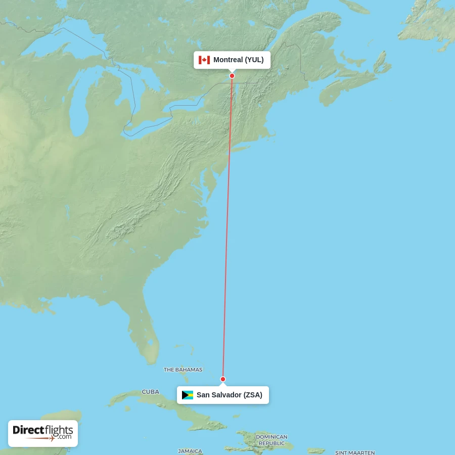ZSA - YUL route map