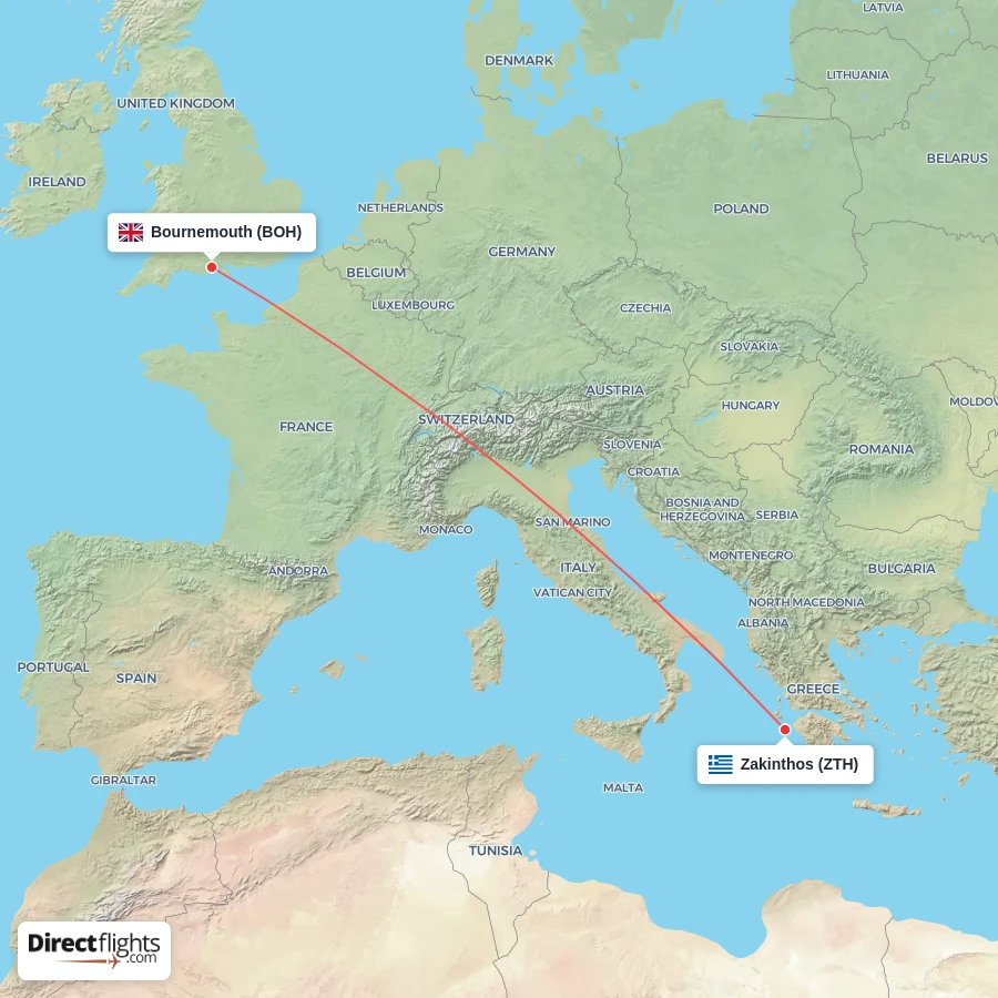 ZTH - BOH route map
