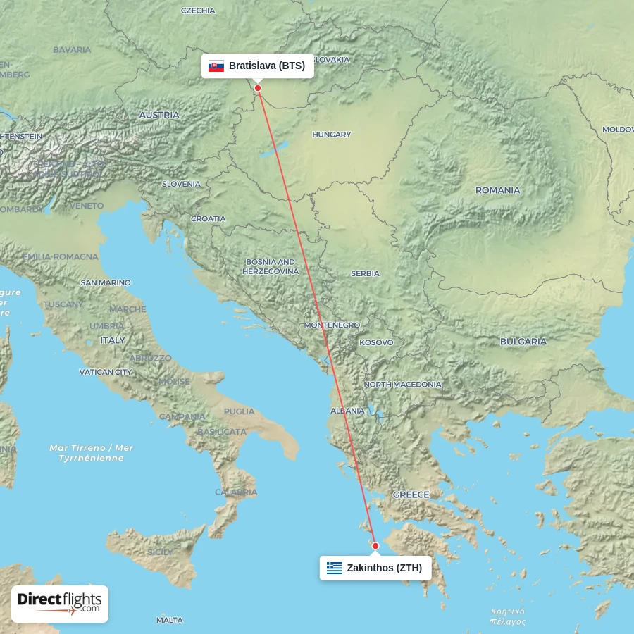ZTH - BTS route map