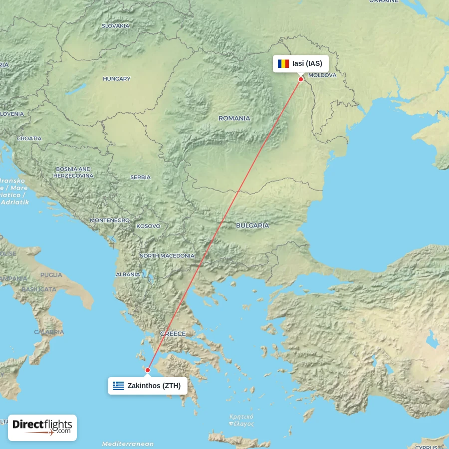 ZTH - IAS route map