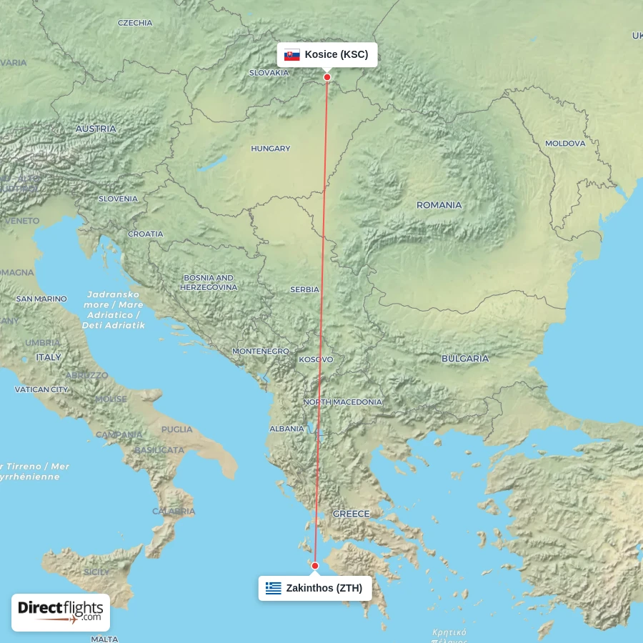 ZTH - KSC route map