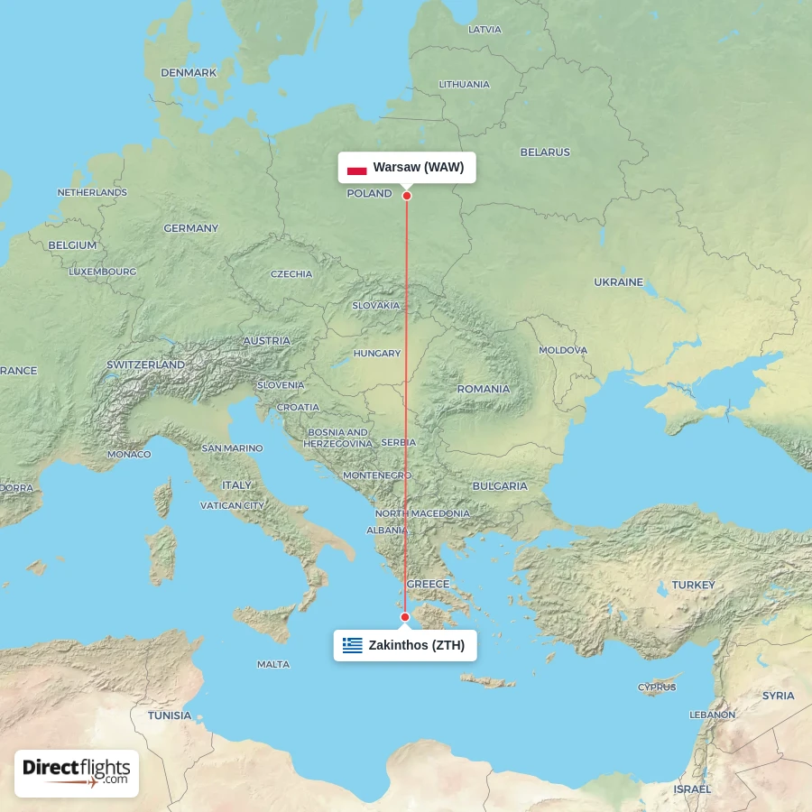 ZTH - WAW route map