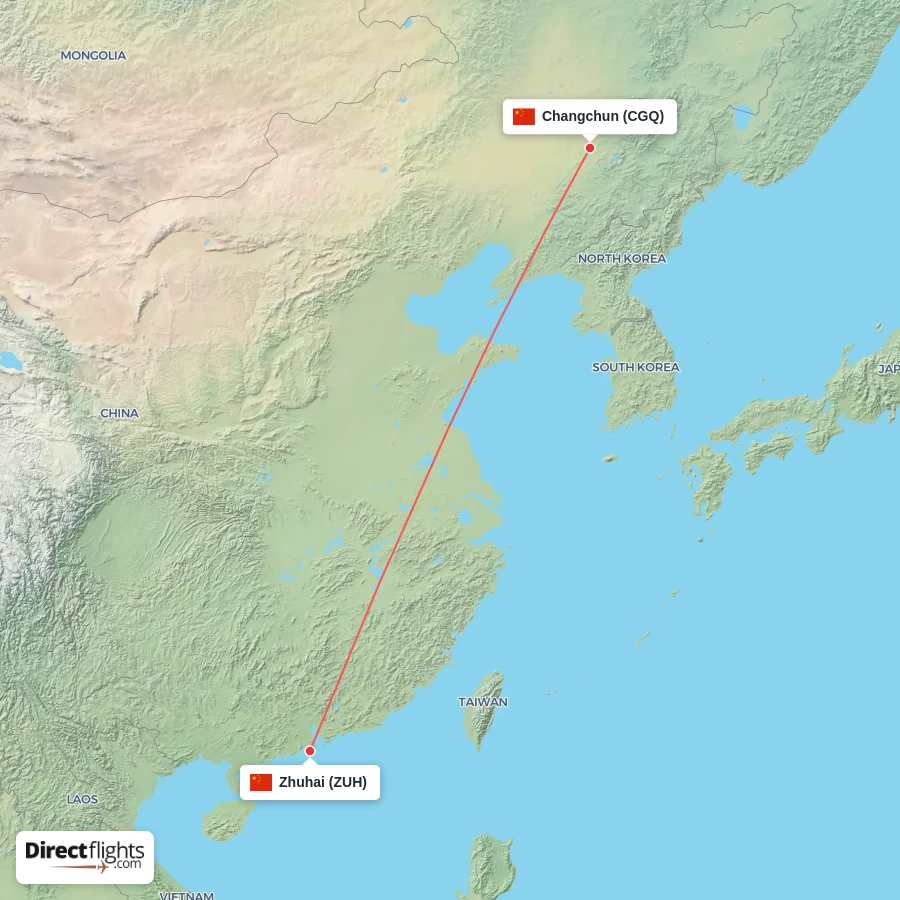 ZUH - CGQ route map