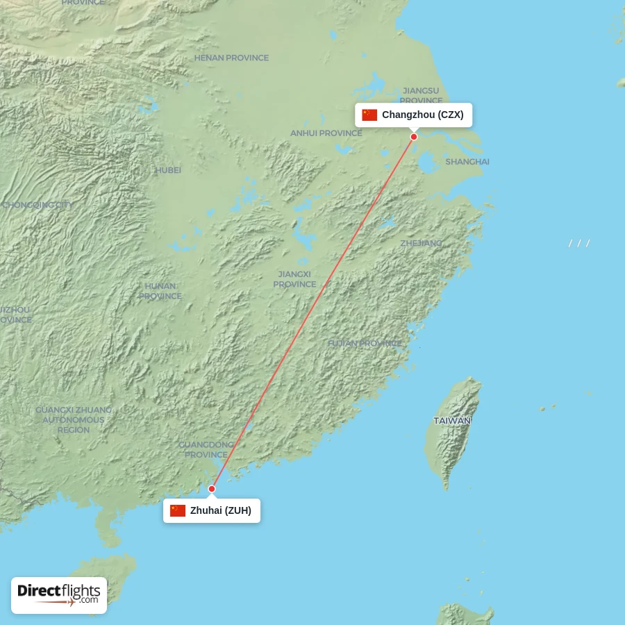 ZUH - CZX route map