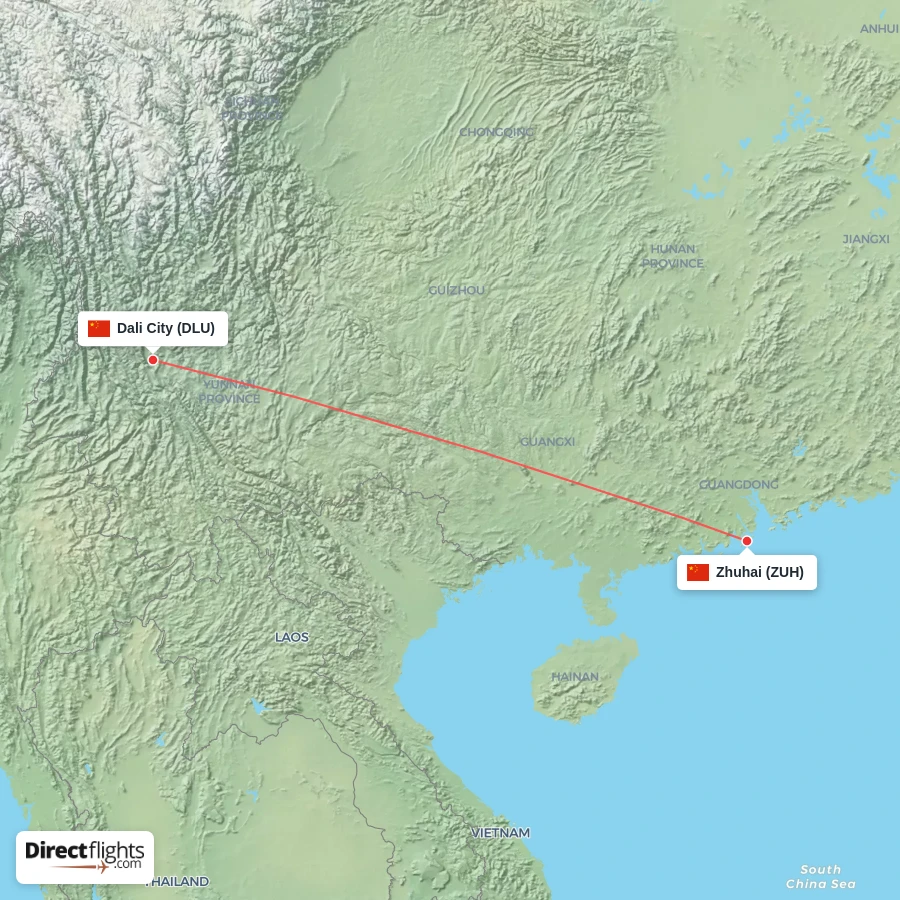 ZUH - DLU route map