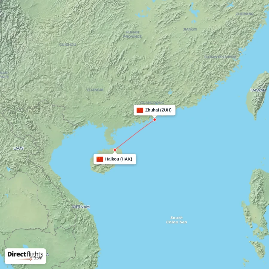 ZUH - HAK route map