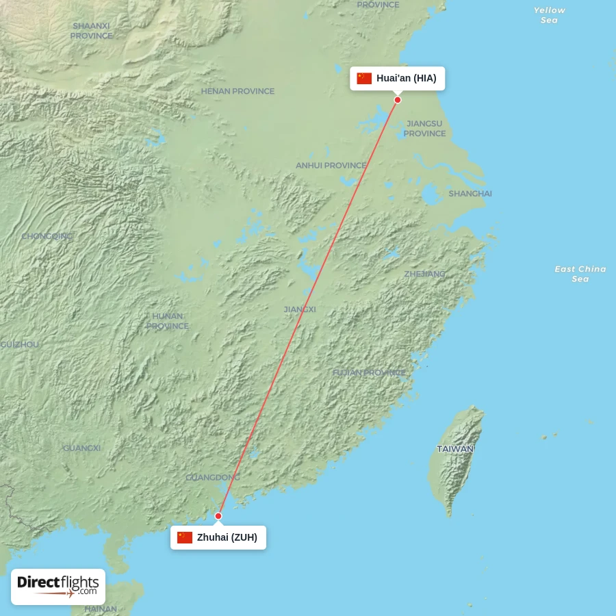ZUH - HIA route map