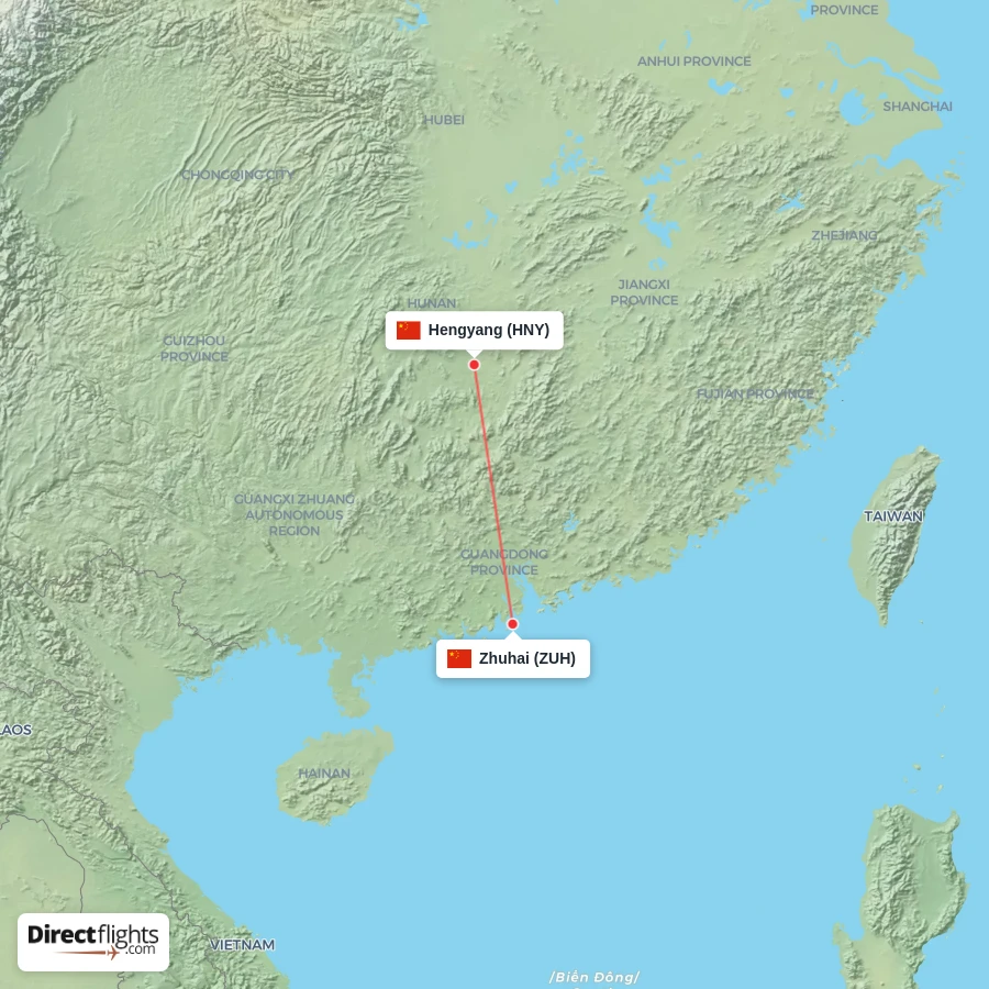 ZUH - HNY route map