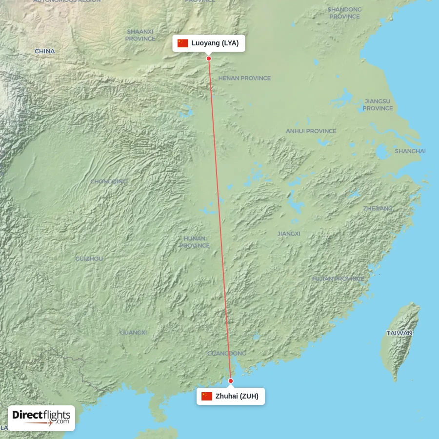 ZUH - LYA route map