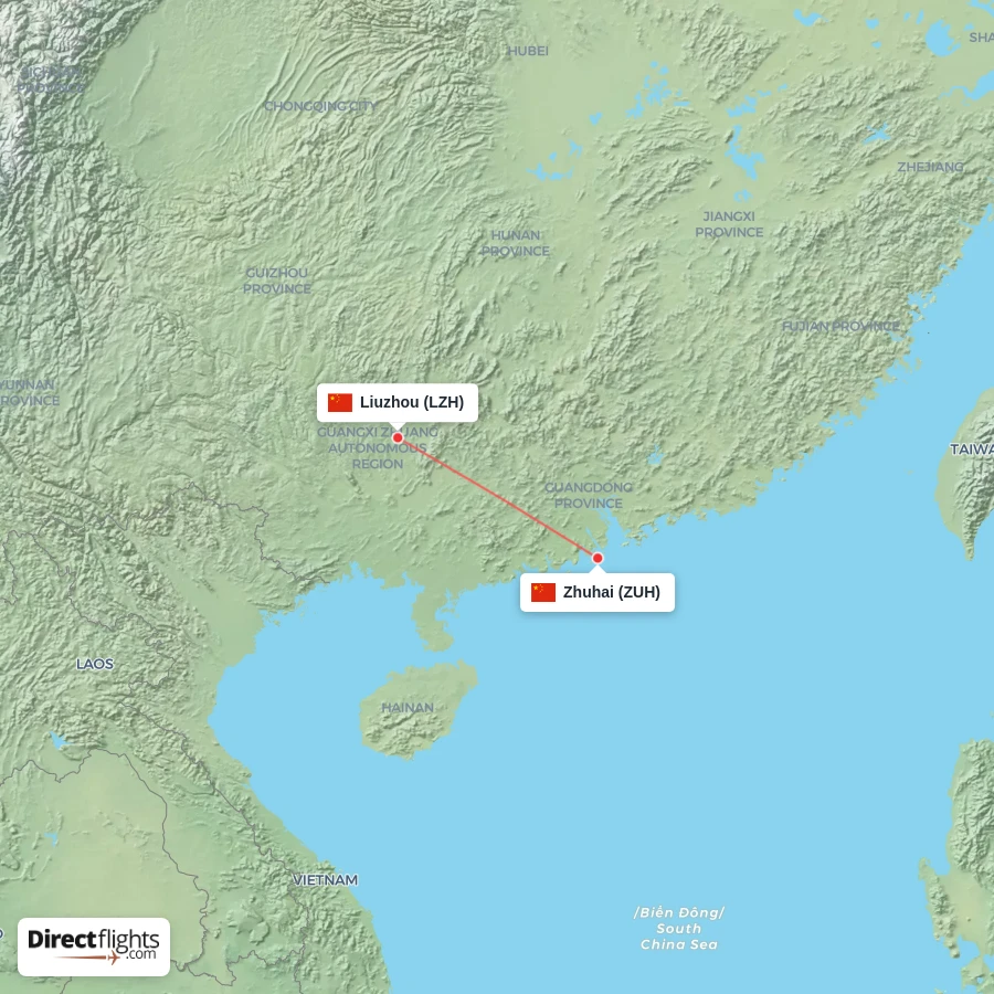 ZUH - LZH route map