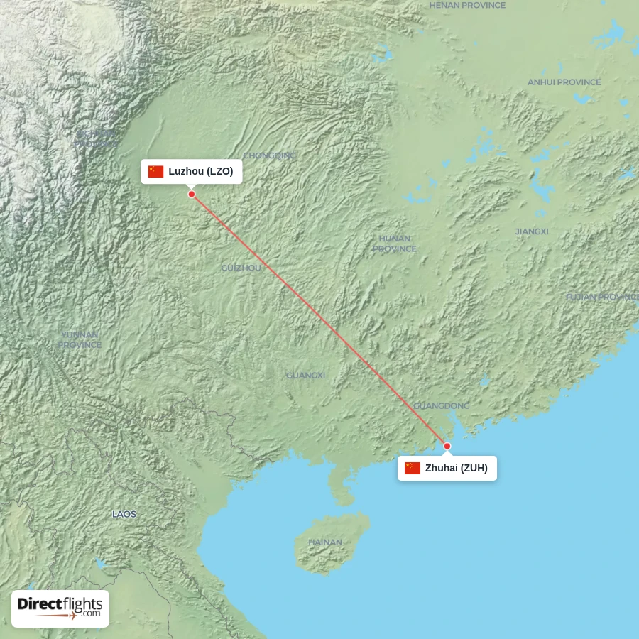 ZUH - LZO route map